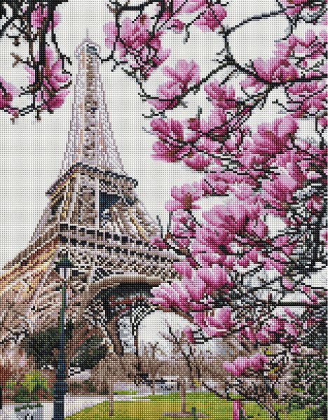 Купить Алмазная мозаика на подрамнике 40 х 50 см. Цветение в Париже (Набор для творчества)  в Украине