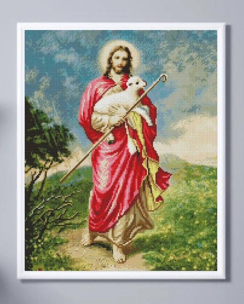 Купить Набор алмазной мозаики 40x50 см. Икона Иисус с ягненком  в Украине