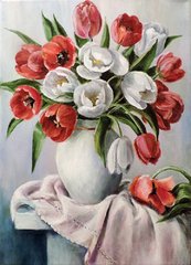 Купити Набір алмазної вишивки. Червоні і білі тюльпани  в Україні