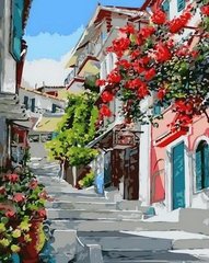 Купити Картина за номерами Premium-якості. Квіткова вулиця  в Україні