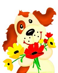 Купить Картина по номерам. Пёсик с цветами  в Украине