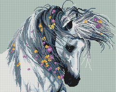 Купити Алмазна мозаїка за номерами (на підрамнику). Білий кінь  в Україні