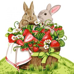 Купить Набор для рисования по цифрам. Кролики на пикнике (без коробки)  в Украине