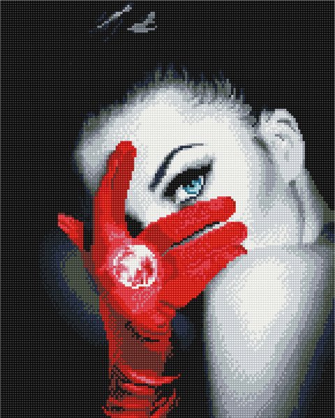 Купити Алмазна мозаїка за номерами (на підрамнику). Дівчина з червоною рукавичкою  в Україні