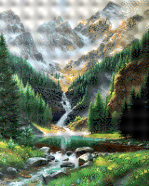 Купить Алмазная мозаика. Водопад в горах 40 x 50 см  в Украине