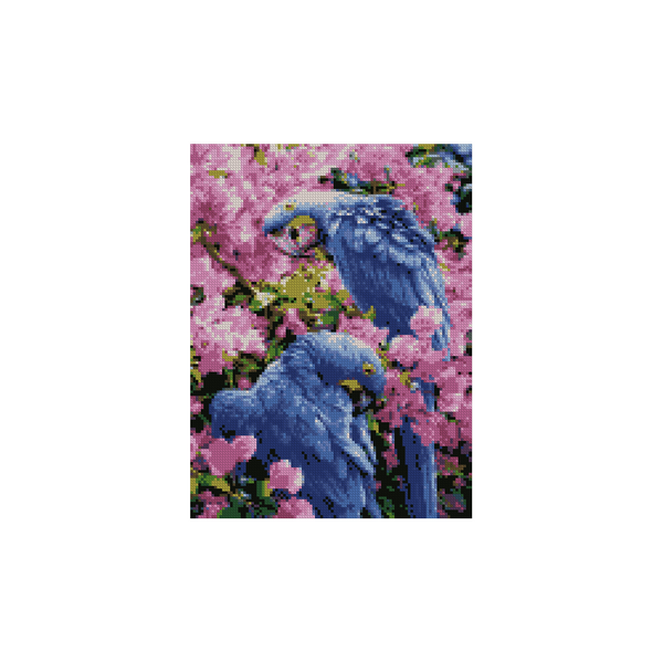 Купити Алмазна мозаїка по номерам круглими камінчиками (на підрамнику). Яскраві папуги  в Україні