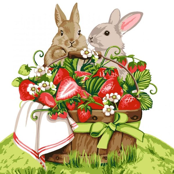 Купити Набір для малювання по цифрам. Кролики на пікніку (без коробки)  в Україні