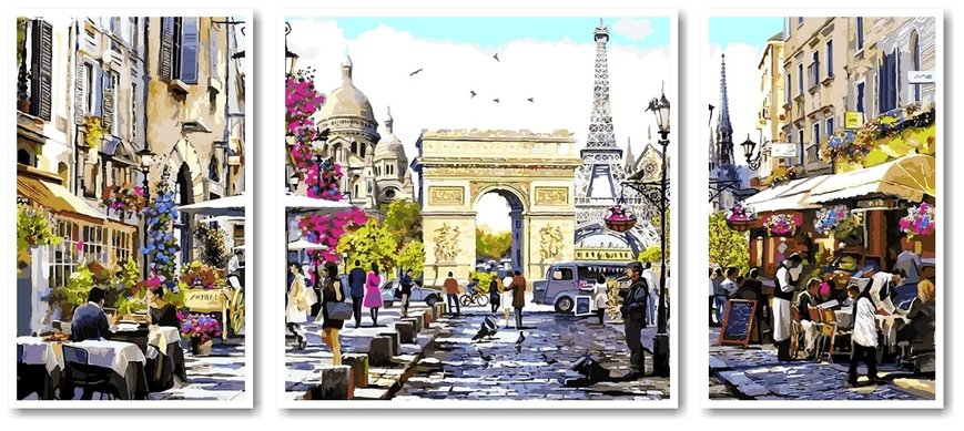 Купить Картина по номерам. Триптих Весенний Париж  в Украине