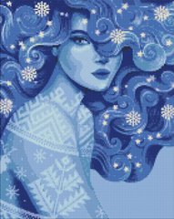 Купити Алмазна мозаїка, набір круглими камінчиками на підрамнику "Холодна краса" 40х50см  в Україні