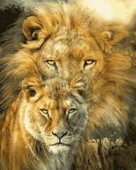 Купити Набір для малювання по цифрам. Лев і левиця 40 х 50 см  в Україні