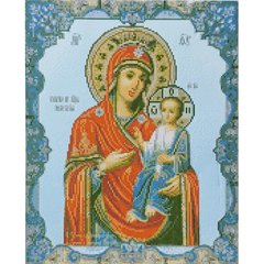 Купити Алмазна мозаїка на підрамнику. Ікона Казанської Божої Матері (40 x 50 см, круглими камінчиками)  в Україні