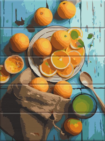 Купить Картина по номерам на дереве. Апельсины  в Украине