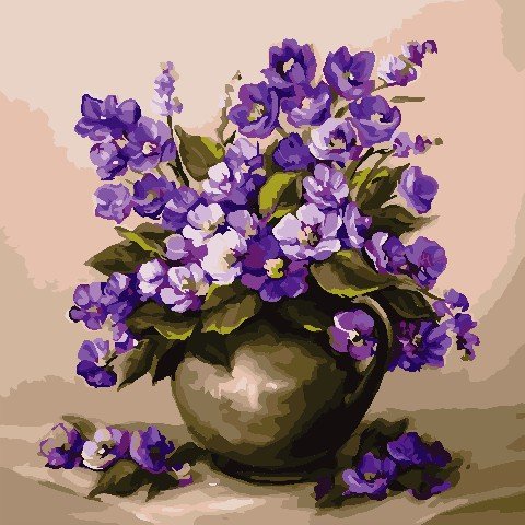 Купити Картина за номерами без коробки. Пурпурні квіти  в Україні