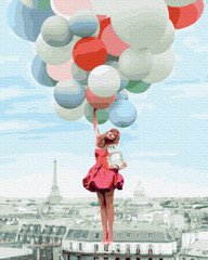 Купити Набір для малювання по цифрам. На кульках над Парижем 40 х 50 см (без коробки)  в Україні