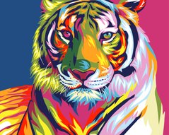 Купить Картина по номерам без коробки. Радужный тигр  в Украине