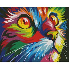Купить Алмазная мозаика. Поп-арт цветной кот (40 х 50 см, набор для творчества, картина стразами)  в Украине