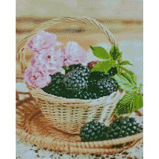 Купити Алмазна мозаїка на підрамнику. Кошик ожини (40 x 50 см, круглими камінчиками)  в Україні