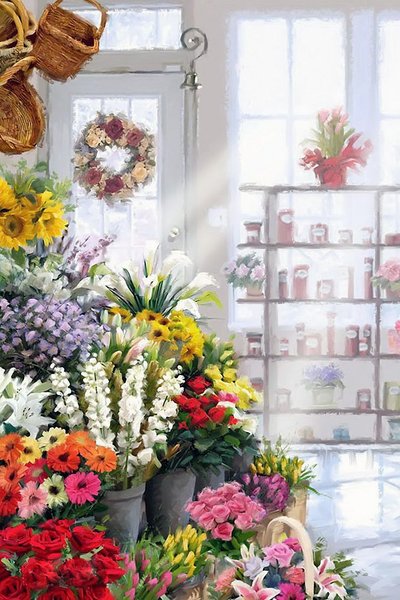 Купить Набор алмазной вышивки камушками. Цветочный магазин  в Украине