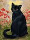 Набір для малювання по цифрам. Чорна кішка в маках 30 х 40 см