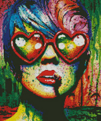 Купити Алмазна мозаїка. Поп-арт дівчина в окулярах (40 х 50 см, набір для творчості, картина стразами)  в Україні