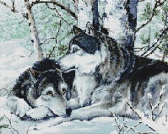 Купити Алмазна мозаїка 40х50 Вовки на снігу SP012  в Україні