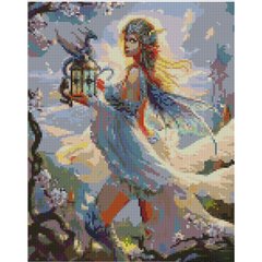 Купити Алмазна мозаїка на підрамнику. Дівчина з драконом (30 х 40 см, набір для творчості, картина стразами)  в Україні