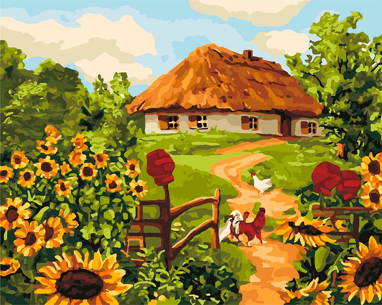 Купить Картина раскраска по номерам. Сельский дворик  в Украине