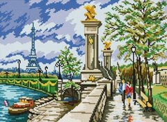 Купить Мозаика квадратными камушками Набережная Парижа  в Украине