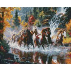 Купить Алмазная мозаика. Лошади на воде (40 х 50 см, набор для творчества, картина стразами)  в Украине
