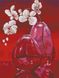 Набор алмазной вышивки камнями. Красный натюрморт (орхидеи), Без подрамника, 34 x 45 см
