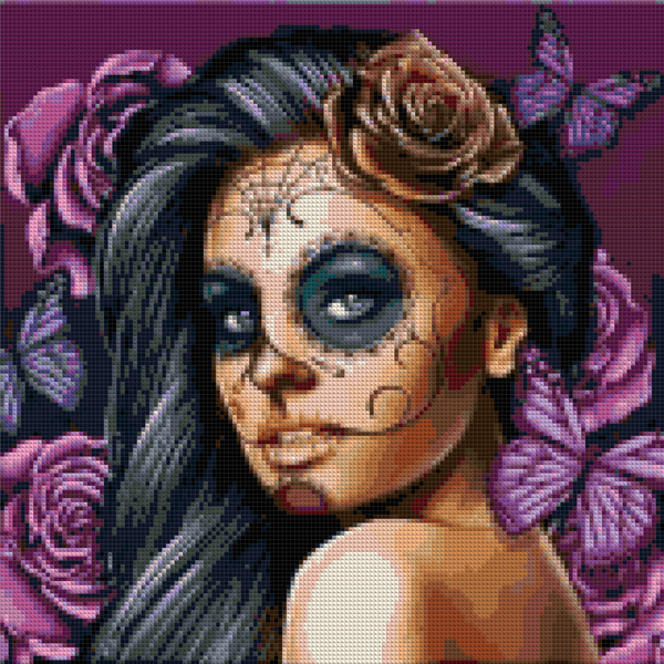 Купить Алмазная мозаика 40х40 см. Королева роз и бабочек (44 цвета, набор для выкладки картины)  в Украине