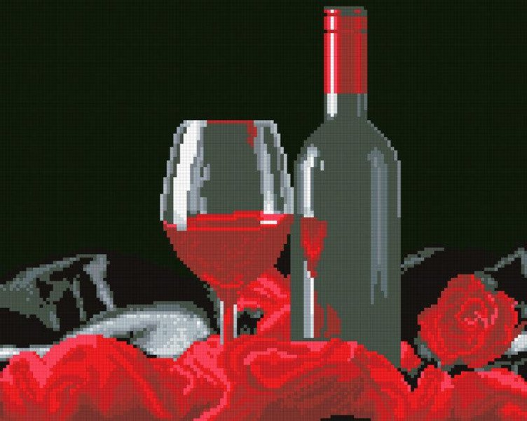 Купити Набір алмазної мозаїки 30х40 Вино і троянда АМС-116  в Україні