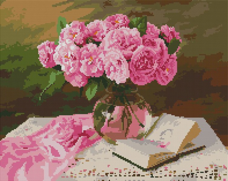 Купить Алмазная мозаика на подрамнике. Садовые розы (40 x 50 см, набор для творчества)  в Украине