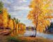 Картина з мозаїки. Річка в золоті осені 40 x 50 см, Без підрамника, 40 x 50 см