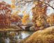 Алмазная мозаика, набор круглыми камешками на подрамнике "Осенний пейзаж" 40х50см, С подрамником, 40 х 50 см