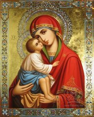Купить Алмазная мозаика на подрамнике. Икона Божья Матерь с Иисусом  в Украине