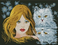 Купити Алмазна мозаїка Портрет з кішкою  в Україні