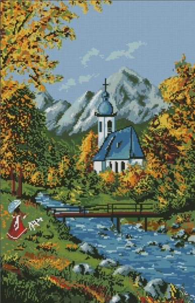 Купить Алмазная мозаика Церковь в горах  в Украине
