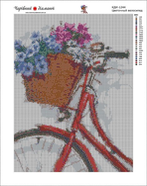 Купити Набір для алмазної мозаїки Квітковий велосипед-2 40 x 30 см  в Україні