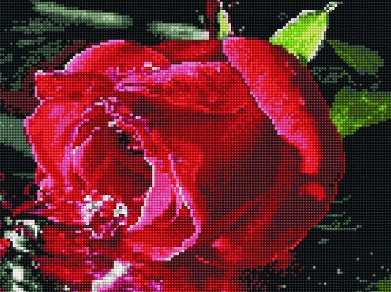 Купити Мозаїка за номерами (на підрамнику). Червона троянда  в Україні