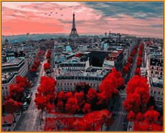 Купити Картина за номерами Premium-якості. Червоні фарби Парижа (в рамі)  в Україні