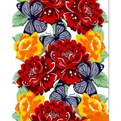 Купить Алмазная картина на подрамнике, набор для творчества. Цветочный орнамент с бабочками размером 40х50 см (квадратные камешки)  в Украине