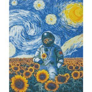 Купити Алмазна мозаїка на підрамнику. Соняшникове поле (40 x 50 см, круглими камінчиками)  в Україні