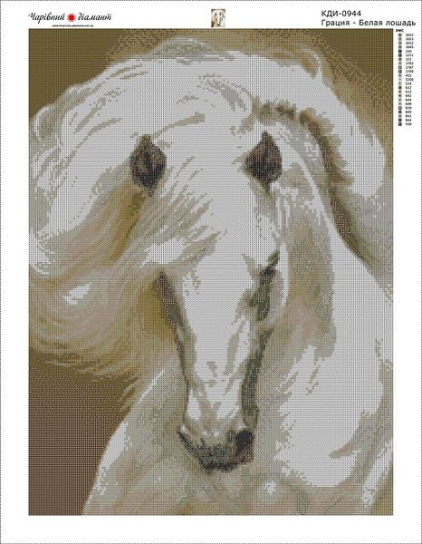 Купить Картина алмазами по номерам. Грация – Белая лошадь  в Украине