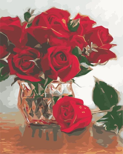 Купити Картина за номерами. Червоні квіти  в Україні