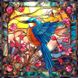 Алмазна мозаїка на підрамнику. Тендітна пташка у квітах (40 х 40 см, набір для творчості, картина стразами), З підрамником