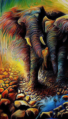 Купити Алмазна мозаїка. Слони – Успіх, щастя, мудрість… 40 х 70 см  в Україні
