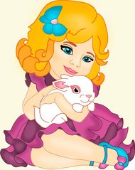Купити Картина за номерами. Дівчинка з кроликом  в Україні