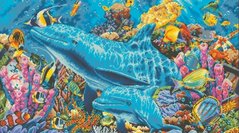 Купить Алмазная вышивка Дельфины в океане  в Украине