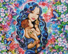 Купити Алмазна мозаїка. Мама з немовлям 40 x 50 см  в Україні